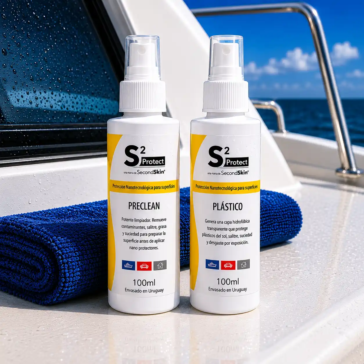 Kit S2 Plástico Náutico 100ml – Protección Nano para Plásticos Náuticos Kit S2 Plástico Náutico 100ml con PreClean y sellador nanotecnológico para plásticos de embarcaciones