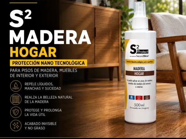 Protector S2 Madera Hogar de SecondSkin para pisos de madera, muebles y decks interiores o exteriores.