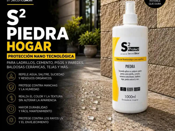 Protector S2 Piedra Hogar de SecondSkin para ladrillos, cemento, pisos, paredes, tejas y superficies minerales.