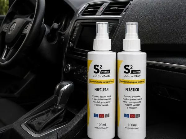 Kit S2 Plástico Automotriz 100ml con PreClean y protector para plásticos interiores de auto