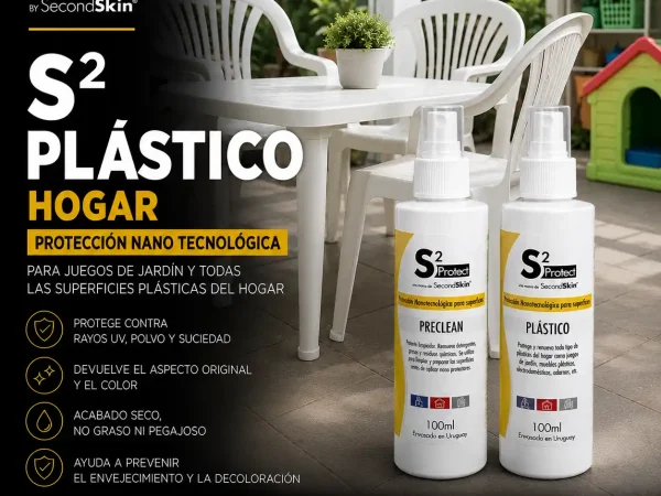 Kit S2 Plástico Hogar de SecondSkin con Preclean para muebles de jardín, plásticos exteriores e interiores.