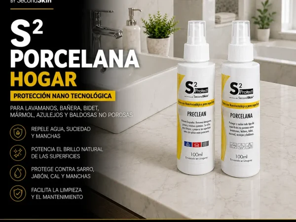 Kit S2 Porcelana Hogar de SecondSkin con Preclean para lavamanos, bañera, bidet, mármol y baldosas no porosas.