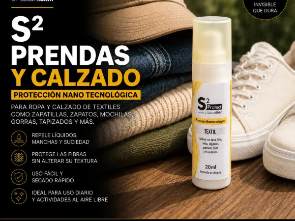 S2 Prendas y Calzado de SecondSkin para ropa, zapatillas, zapatos, mochilas, gorras y accesorios textiles.