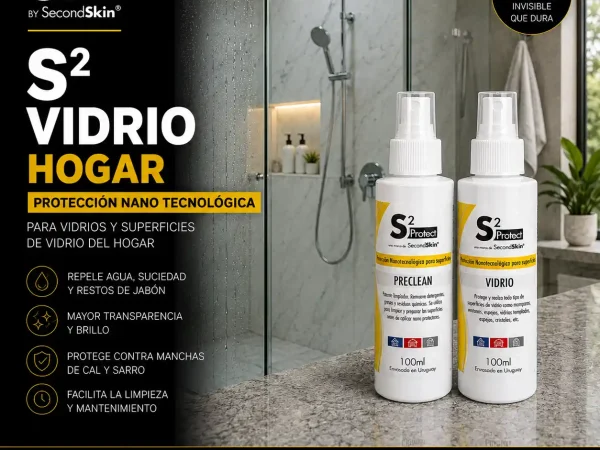 Kit S2 Vidrio Hogar de SecondSkin con Preclean para mamparas de baño, ventanas, espejos y superficies de vidrio.