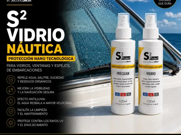 S2 Vidrio Náutica de SecondSkin para parabrisas, ventanas, portillos, lunetas y espejos de embarcaciones.