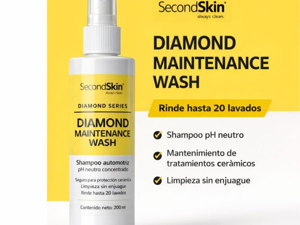 Diamond Maintenance Wash SecondSkin shampoo automotriz pH neutro para mantenimiento cerámico 200 ml