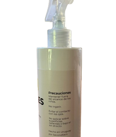 Vista lateral de Cristales SecondSkin 200 ml con precauciones de uso