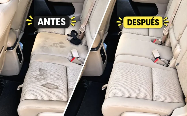 Limpieza de tapizados de auto – Antes y después Antes y después de una limpieza profesional de tapizados de auto