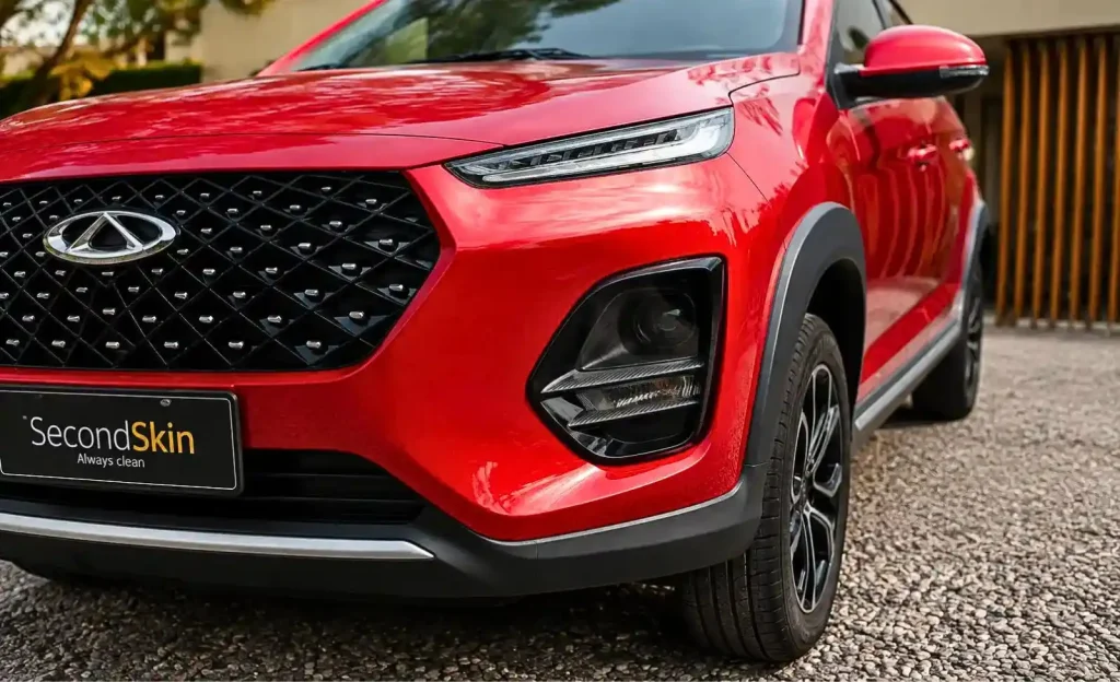 Detalle del brillo y acabado del tratamiento cerámico en Chery Tiggo 2 Pro